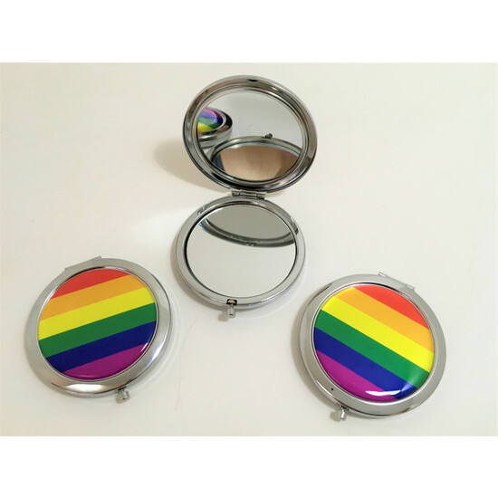ROUND MIRROR WITH 2 SIDES OF THE LGTB FLAG