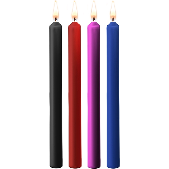Teasing Wax Long Candles- Paraffin- 4-pack - Assorted Colors