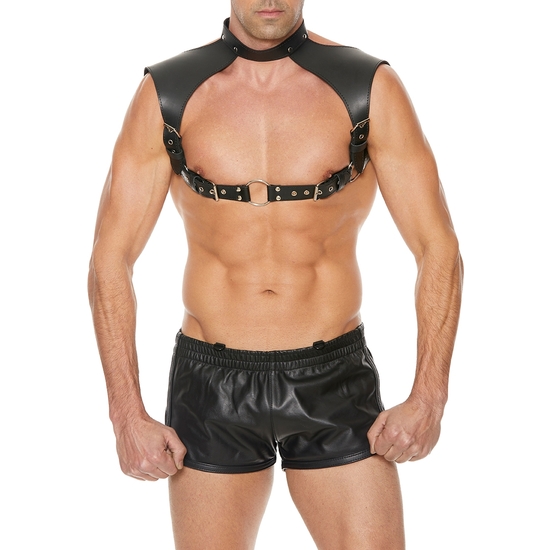Men´s Harness With Collar - Leather - Black
