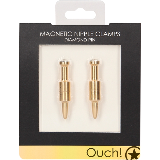 MAGNETIC NIPPLE CLAMPS - DIAMOND PIN - GOLD