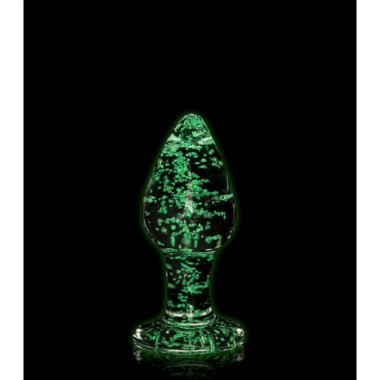 OUCH! - GLASS ANAL PLUG - GLOW IN THE DARK - LARGE SIZE