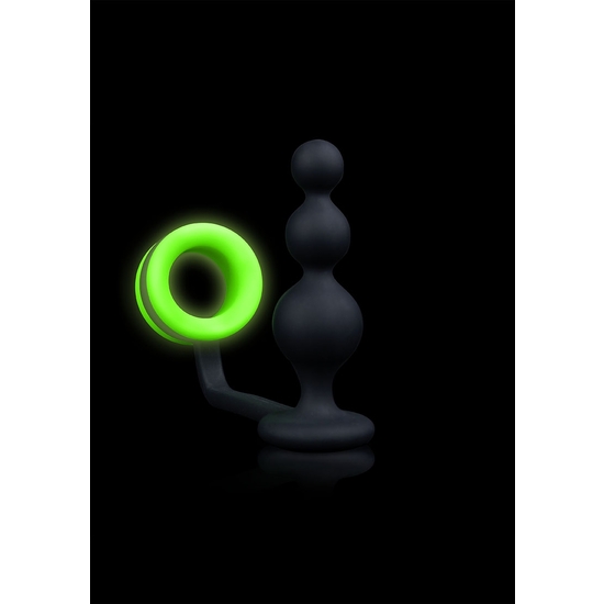 OUCH! - PENIS RING WITH ANAL PLUG - GLOW IN THE DARK