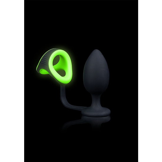 Ouch! - Penis Ring With Anal Plug - Glow In The Dark