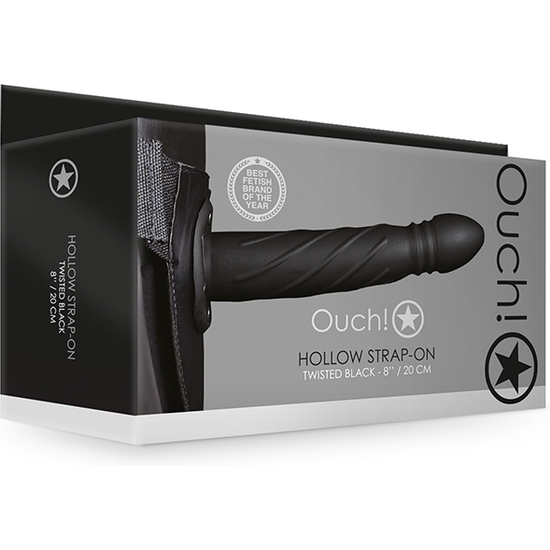 OUCH!-STRAP-ON HOLLOW BRAIDED - 8/20 CM-BLACK