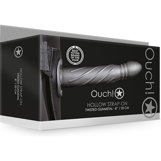 OUCH!-STRAP-ON HOLLOW BRAIDED - 8 / 20 CM-METALLIC