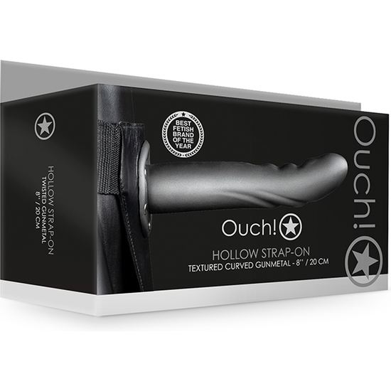 TEXTURED CURVED OUCH-STRAP-ON - 8/20 CM-METALLIC