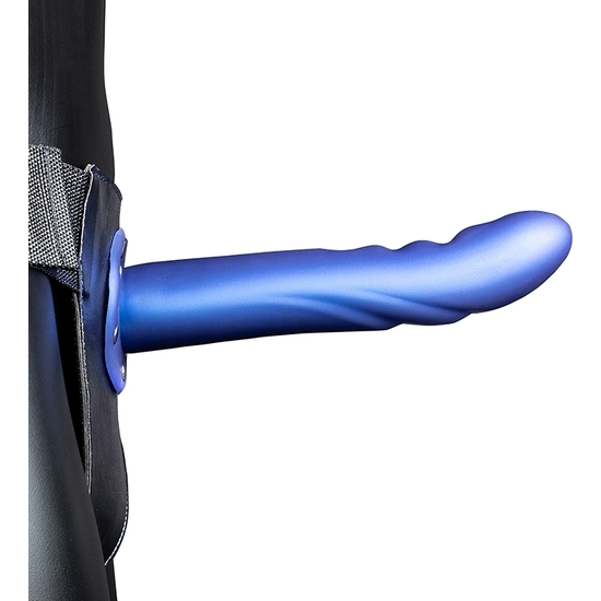 TEXTURED CURVED OUCH-STRAP-ON - 8/20 CM-METALLIC BLUE