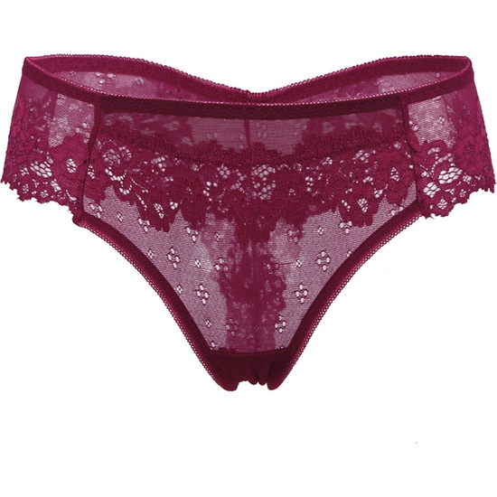 SEXY WINE RED FLORAL LACE PANTIES