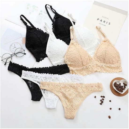BRA AND PANTIES SET WITH FLORAL DESIGN AND TRANSPARENCIES OFFICE BLACK