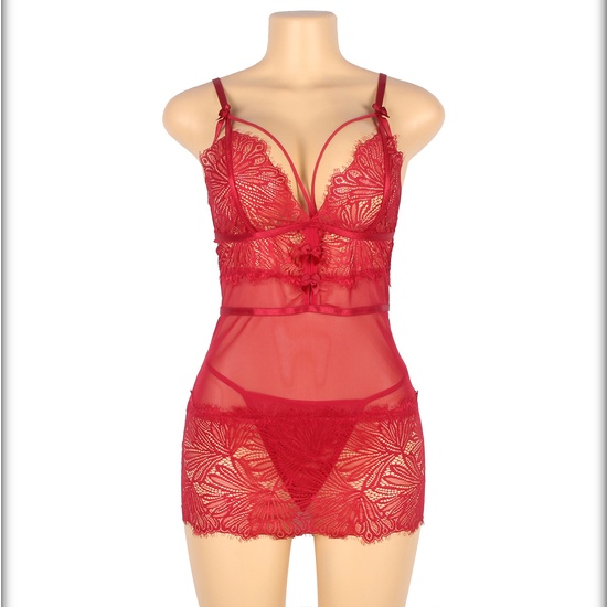 3XL TIGHT LACE BABYSHIRT WITH ADJUSTABLE STRAPS IN WINE RED