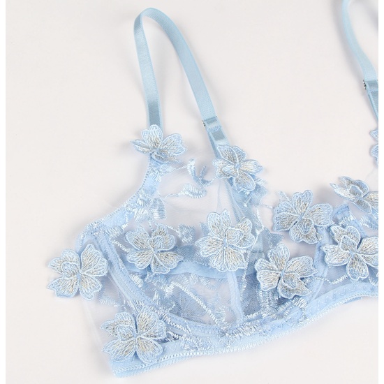 L-XL UNDERWEAR SET: PANTIES AND BRA WITH AROMALLA EMBROIDERY WITH FLORAL APPLIQUES