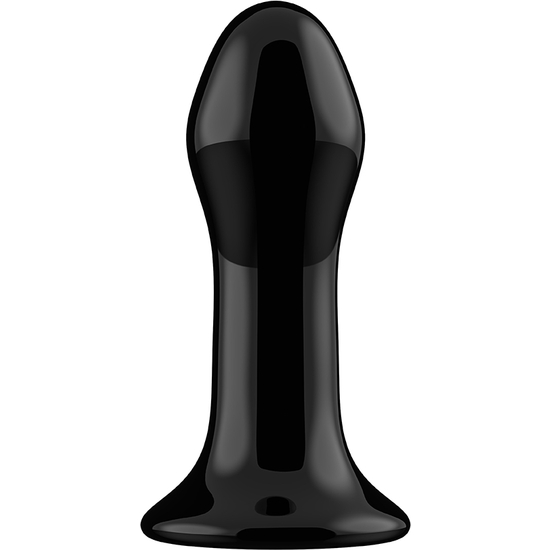 PLUGGY - GLASS VIBRATOR - WITH SUCTION CUP AND REMOTE - RECHARGEABLE - 10 SPEEDS - BLACK