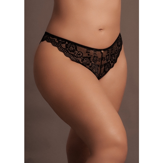 LE D SIR ZO  - PANTIES WITH OPENING AND TRANSPARENCIES - BLACK