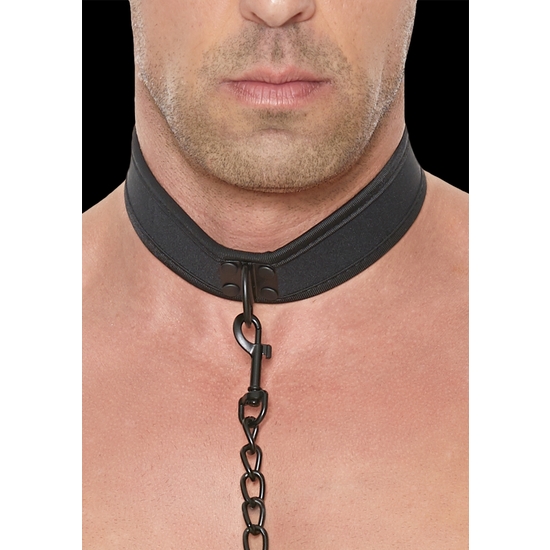 OUCH PUPPY PLAY - NEOPRENE NECKLACE WITH CHAIN - BLACK