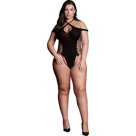 LE D SIR-SHADE-LEDA XIII - BODYSUIT WITH CROSS NECKLINE AND STRAPS - LARGE SIZE