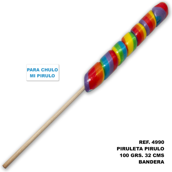 PIRULO LOLLIPOP 100 GR. AND 32 CM WITH THE LGBT FLAG (FOR PICK, PICK MY PIRULO)
