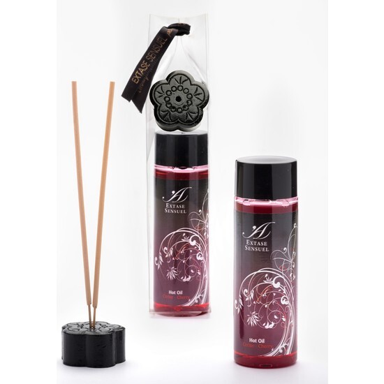 EXTASE SENSUEL CHERRY STIMULATING OIL - WITH INCENSE AND SUPPORT