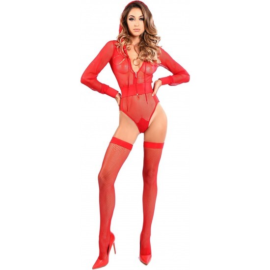 LONG SLEEVED BODY WITH HOOD - RED