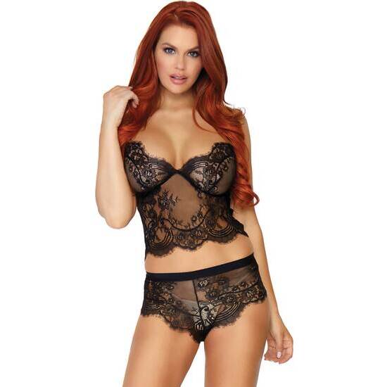 Lace Top And Short Set - Black