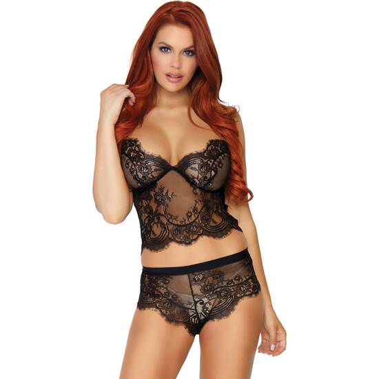LACE TOP AND SHORT SET - BLACK