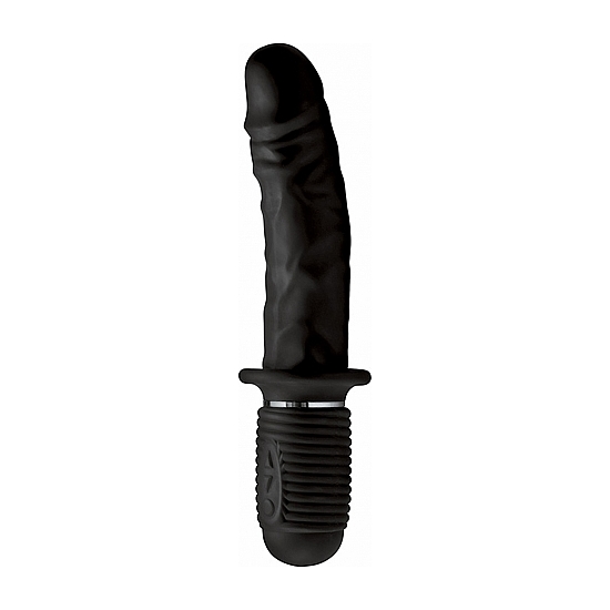 Power Pounder Silicone Vibrator Penis - Black