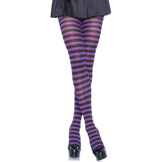 Leg Avenue Black And Purple Striped Tights