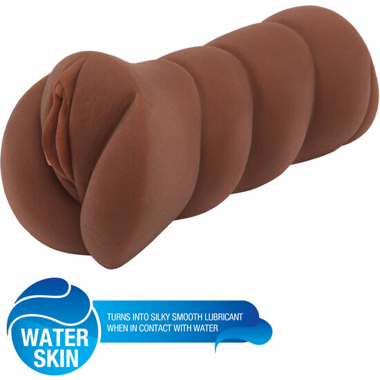 Super Wet Travel Beaver Vagina Masturbator - Brown