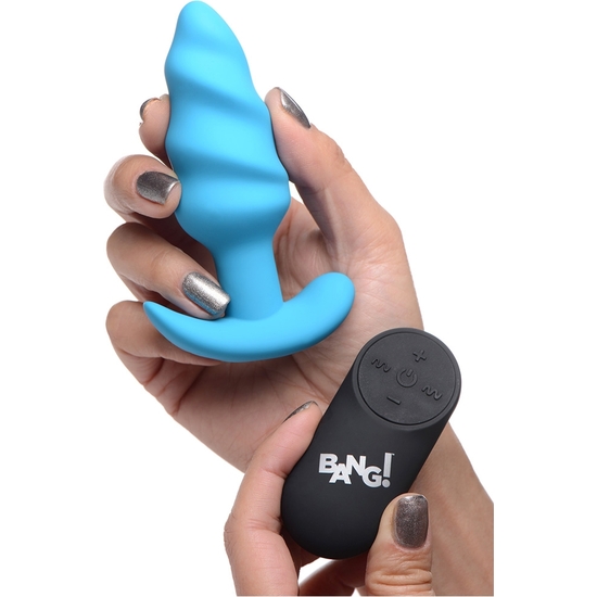 SILICONE SWIRL PLUG WITH 21X VIBRATIONS - BLUE