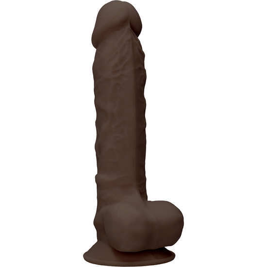 SILICONE PENIS WITH TESTICLES 22,8CM - BROWN SHOTS