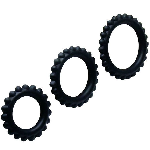 Baile - Titan Set 3pcs Cock Ring Black 2.8 + 2.4 + 1.9 Cm BAILE - TITAN SET 3PCS COCK RING BLACK 2.8 + 2.4 + 1.9 CM