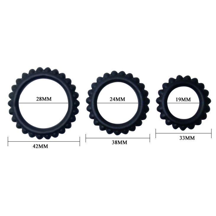 Baile - Titan Set 3pcs Cock Ring Black 2.8 + 2.4 + 1.9 Cm BAILE - TITAN SET 3PCS COCK RING BLACK 2.8 + 2.4 + 1.9 CM