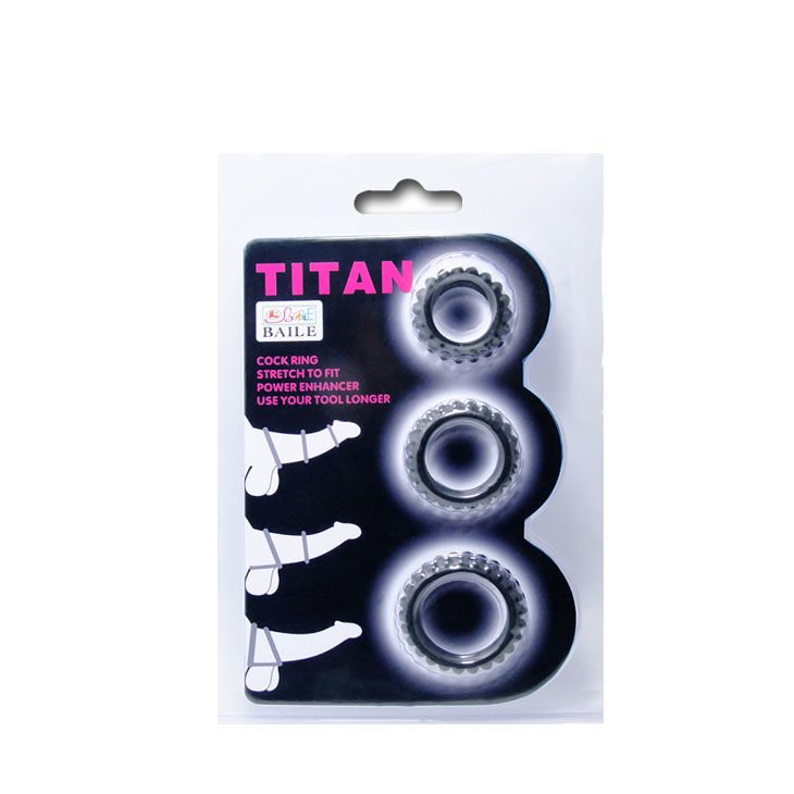 Baile - Titan Set 3pcs Cock Ring Black 2.8 + 2.4 + 1.9 Cm BAILE - TITAN SET 3PCS COCK RING BLACK 2.8 + 2.4 + 1.9 CM
