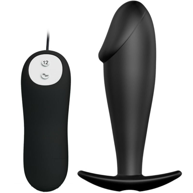 PRETTY LOVE - SILICONE ANAL PLUG PENIS FORM AND 12 VIBRATION MODES BLACK PRETTY LOVE BOTTOM