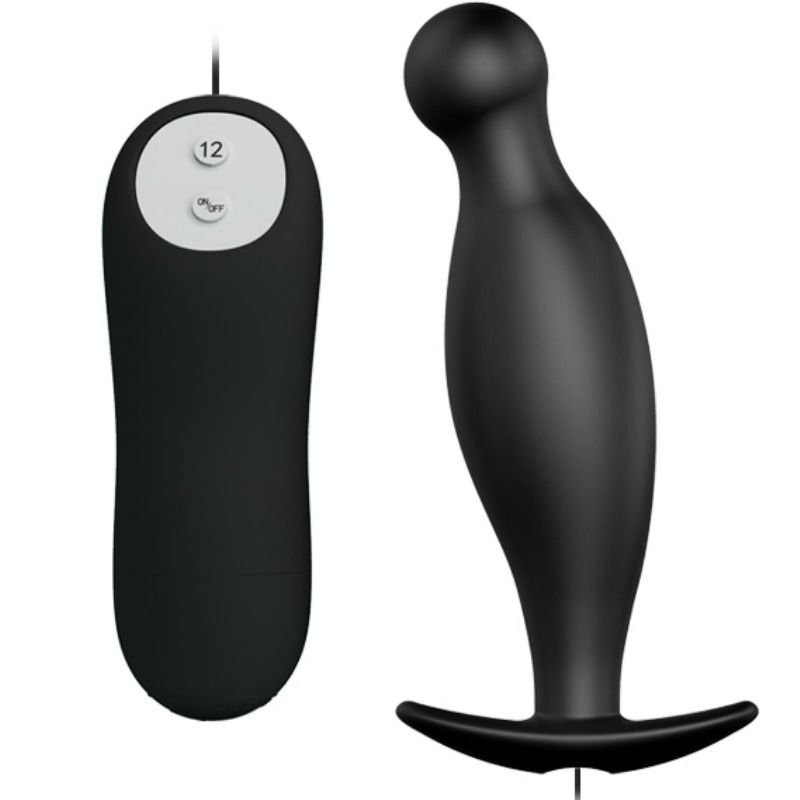 PRETTY LOVE - SILICONE ANAL PLUG 12 VIBRATION MODES BLACK PRETTY LOVE