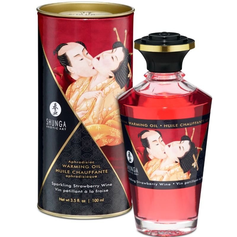 Buy Shunga - Strawberries And Cava Heat Effect Massage Oil 100 Ml