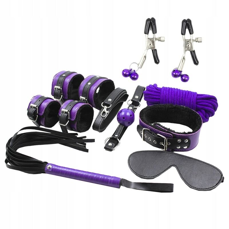 Buy Secretplay - Bdsm Set 8pcs Purble /black SECRETPLAY - BDSM SET 8PCS PURBLE /BLACK SECRETPLAY 100% FETISH