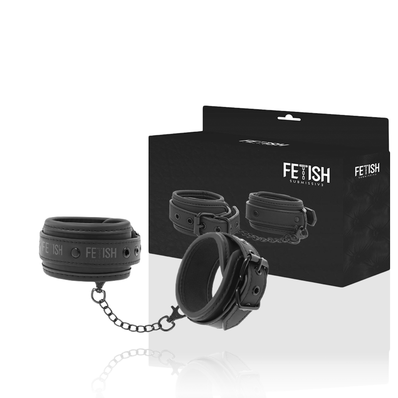 FETISH SUBMISSIVE - VEGAN LEATHER ANKLE CUFFS WITH NOPRENE LINING FETISH SUBMISSIVE BONDAGE