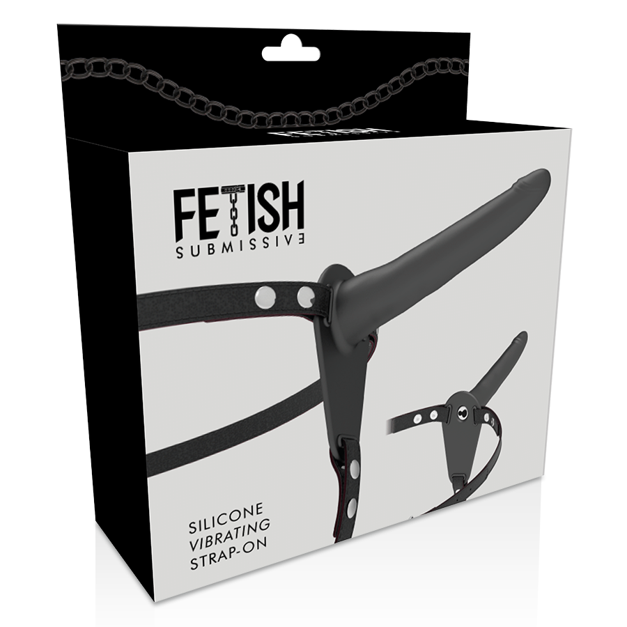 Fetish Submissive Harness - Black Silicone Vibrator 15 Cm FETISH SUBMISSIVE HARNESS - BLACK SILICONE VIBRATOR 15 CM