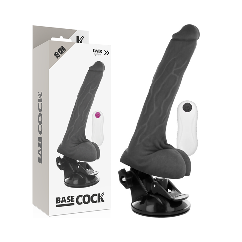 BASECOCK - REALISTIC VIBRATOR REMOTE CONTROL BLACK 19 CM -O- 4 CM BASECOCK