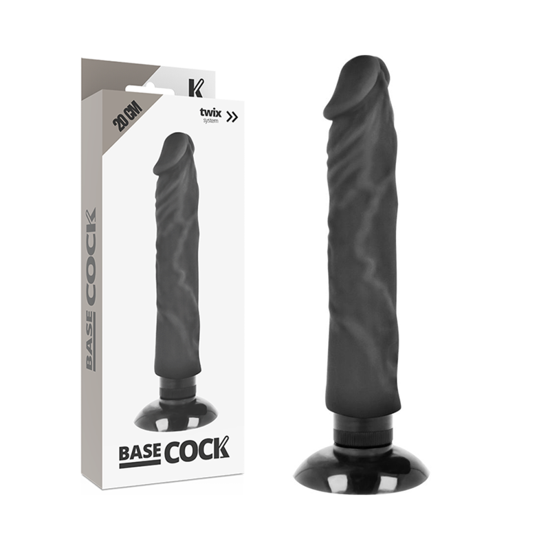 BASECOCK - REALISTIC VIBRATOR 2-1 BLACK 20 CM -O- 4 CM BASECOCK