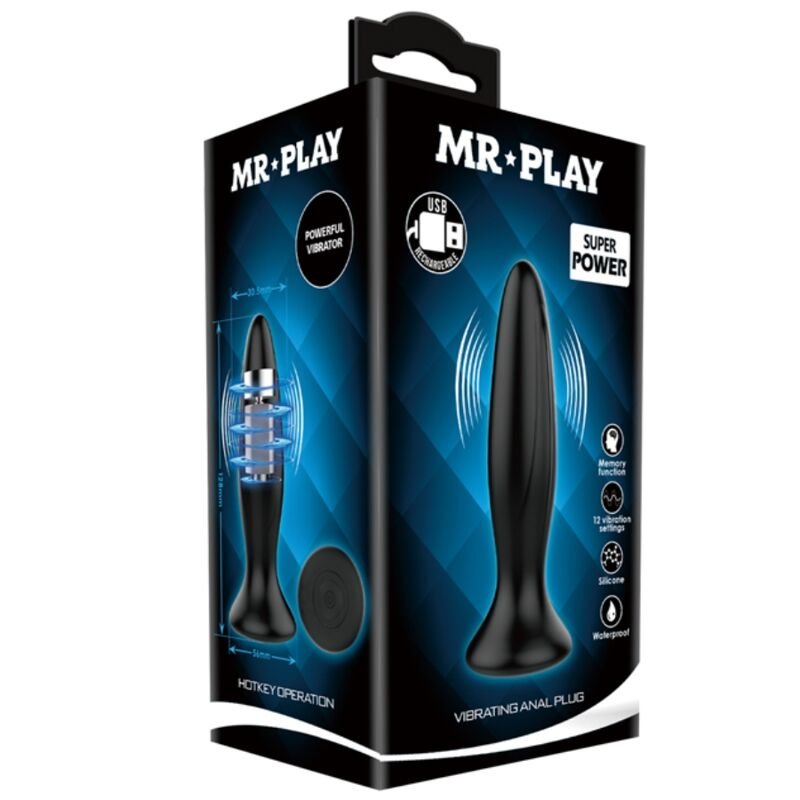 Mr Play - Rechargeable Black Vibrator Anal Plug MR PLAY - RECHARGEABLE BLACK VIBRATOR ANAL PLUG