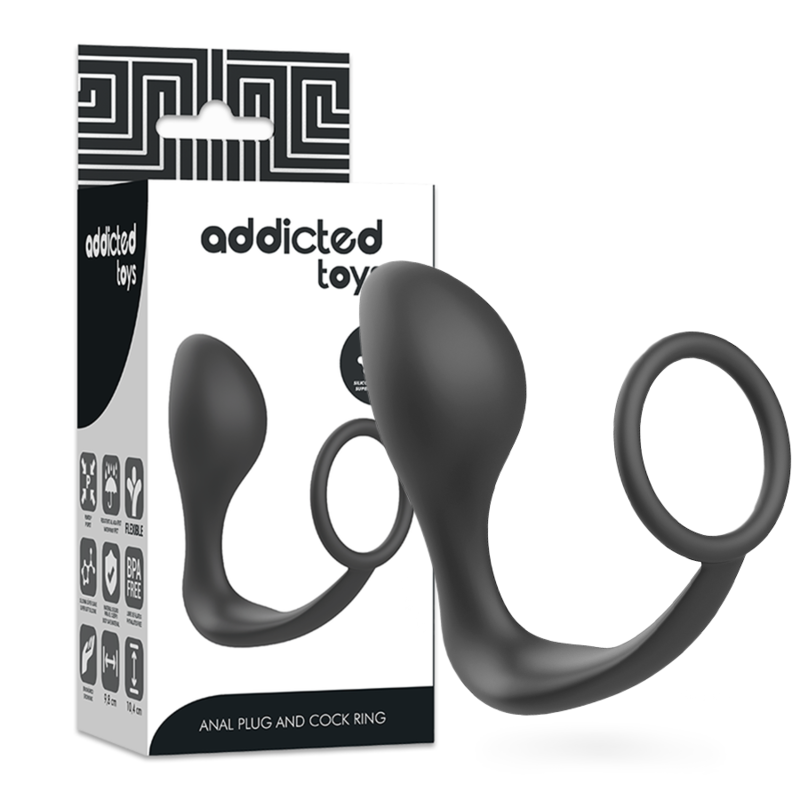 Buy Addicted Toys - Anal Plug With Black Silicone Ring
