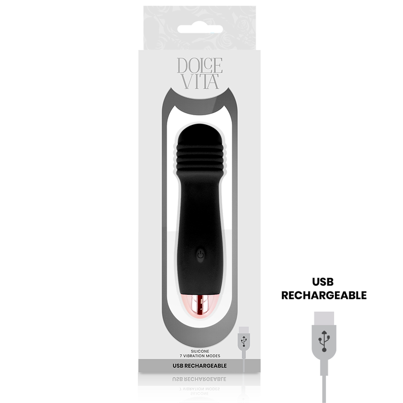 Dolce Vita - Rechargeable Vibrator Three Black 7 Speed DOLCE VITA - RECHARGEABLE VIBRATOR THREE BLACK 7 SPEED