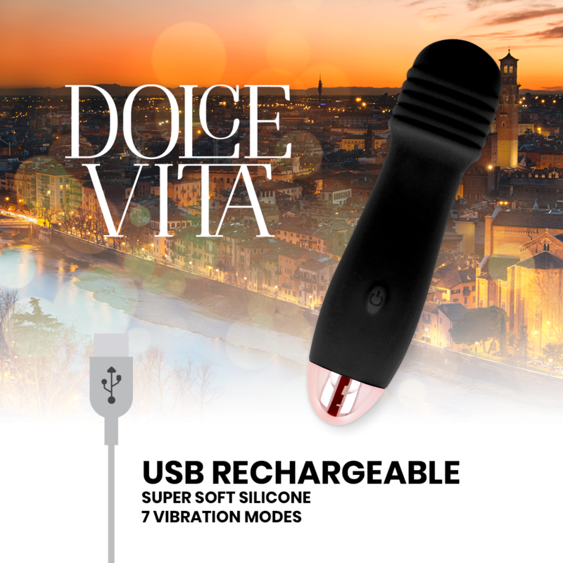 Dolce Vita - Rechargeable Vibrator Three Black 7 Speed DOLCE VITA - RECHARGEABLE VIBRATOR THREE BLACK 7 SPEED