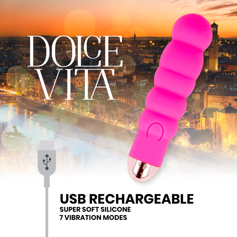 Dolce Vita - Rechargeable Vibrator Six Pink 7 Speeds DOLCE VITA - RECHARGEABLE VIBRATOR SIX PINK 7 SPEEDS