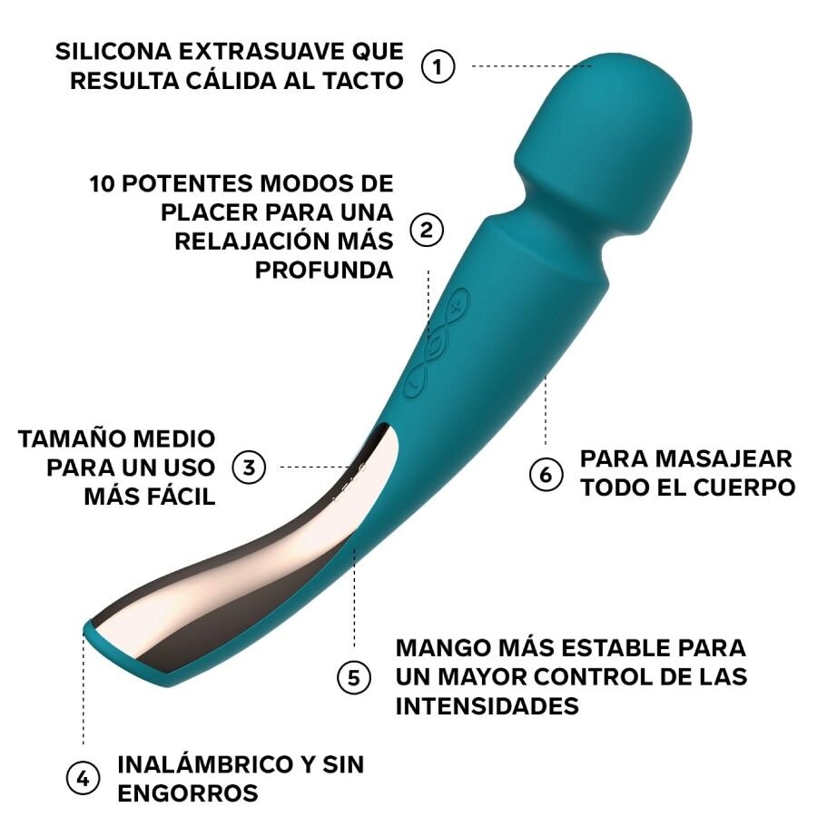 Lelo - Smart Medium Wand 2 Ocean Blue Massager LELO - SMART MEDIUM WAND 2 OCEAN BLUE MASSAGER