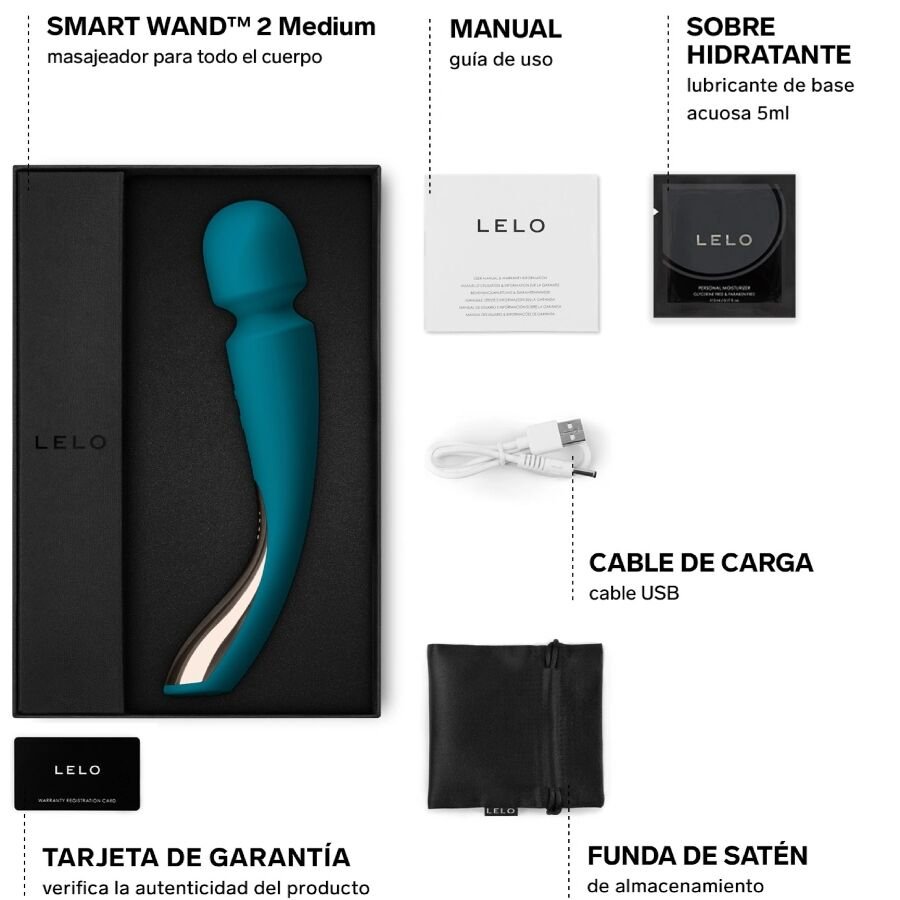 Lelo - Smart Medium Wand 2 Ocean Blue Massager LELO - SMART MEDIUM WAND 2 OCEAN BLUE MASSAGER