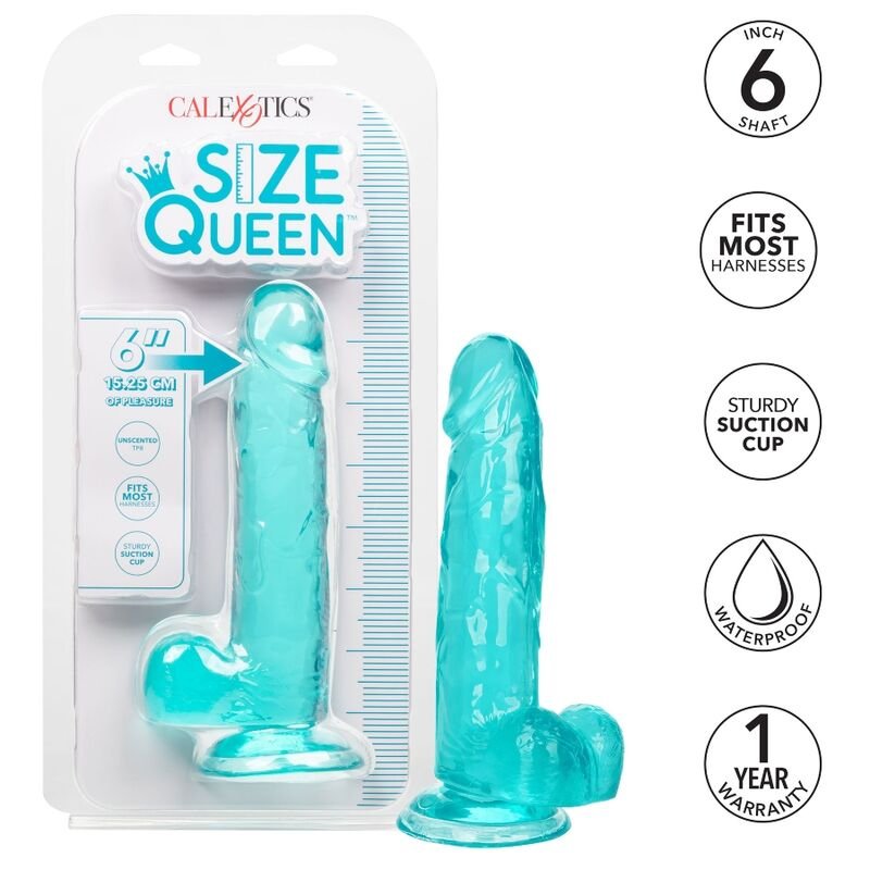 Calexotics - Size Queen Dildo Blue 15.3 Cm CALEXOTICS - SIZE QUEEN DILDO BLUE 15.3 CM
