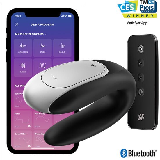 SATISFYER - DOUBLE FUN PARTNER VIBRATOR BLACK SATISFYER CONNECT