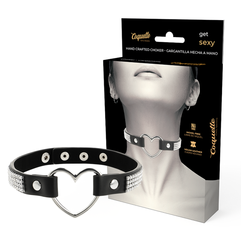 COQUETTE CHIC DESIRE - VEGAN LEATHER CHOKER WITH HEART COQUETTE ACCESSORIES